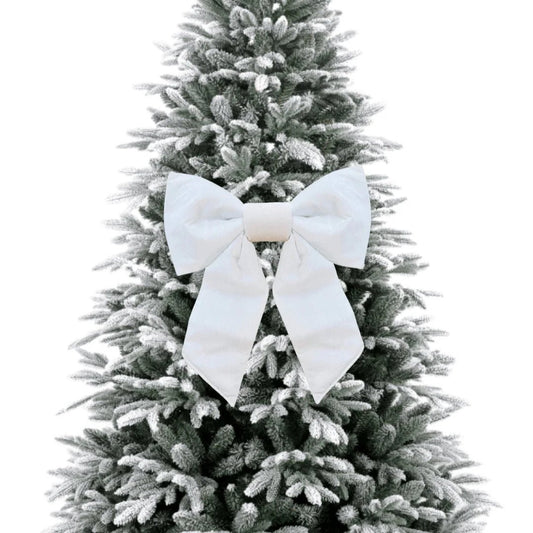 White Velvet Bow Christmas Accent - Joy By