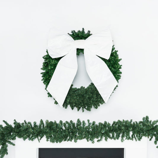 White Velvet Bow Christmas Accent - Joy By