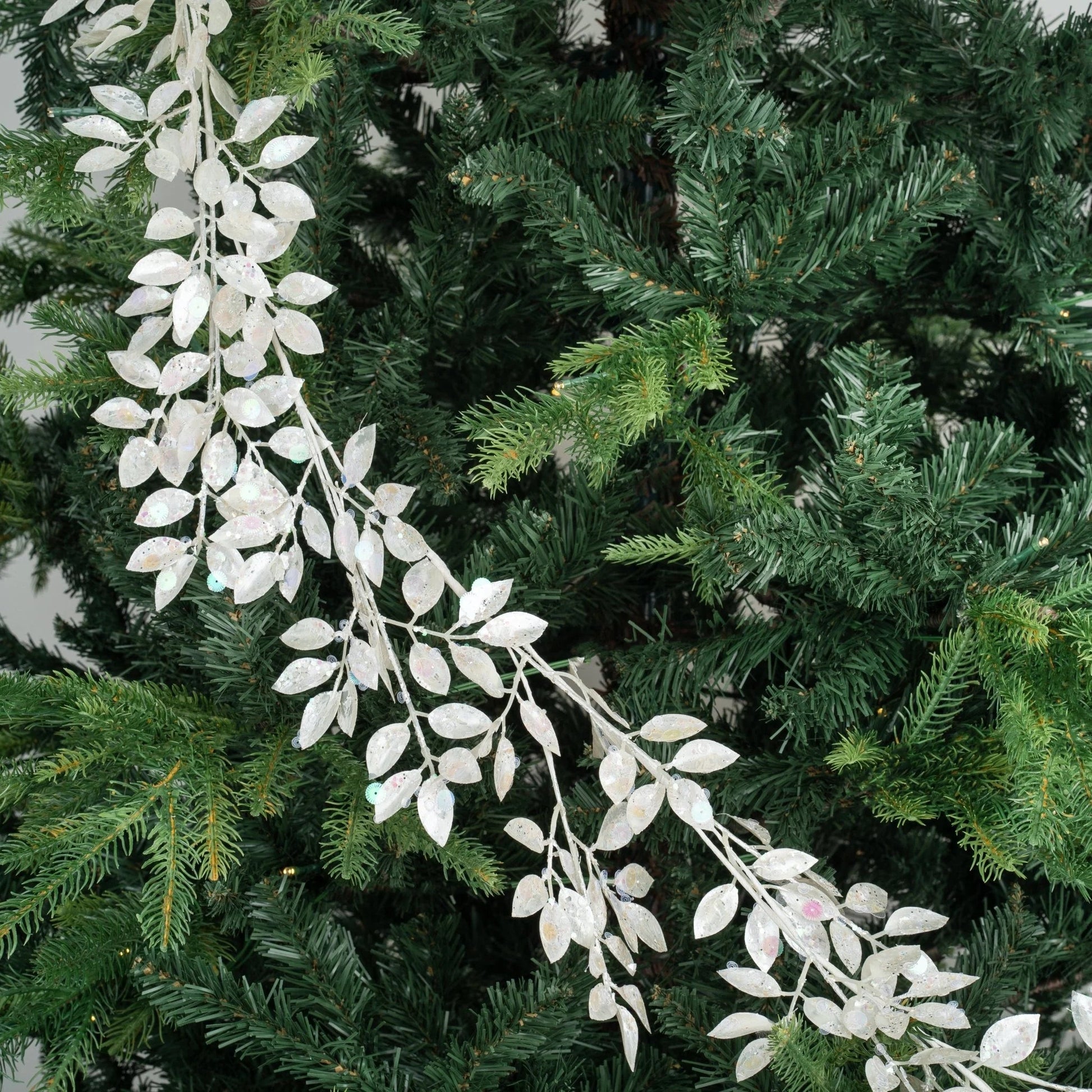 White Winter Frosted Flower Garland - Joy By